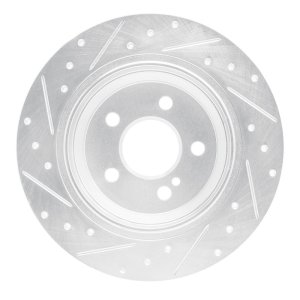 Mercedes-Benz CL550 Brake Rotor (1) - Rear Right - R1 Concepts - Drilled & Slotted - Silver - `07-`13